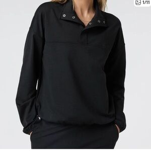 Like new: Vuori Black Pullover button mock neck Sweatshirt